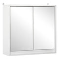 Wall Mounted Double Door Bathroom Cabinet with Mirror and Storage Shelf - White