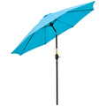 2.6M Patio Parasol Sun Umbrella with Crank and Tilt, 8-Rib Aluminium Frame - Blue