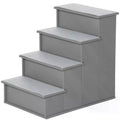 4 Step Wooden Cushioned Pet Stairs with Non-Slip Carpet for Dogs and Cats - Grey
