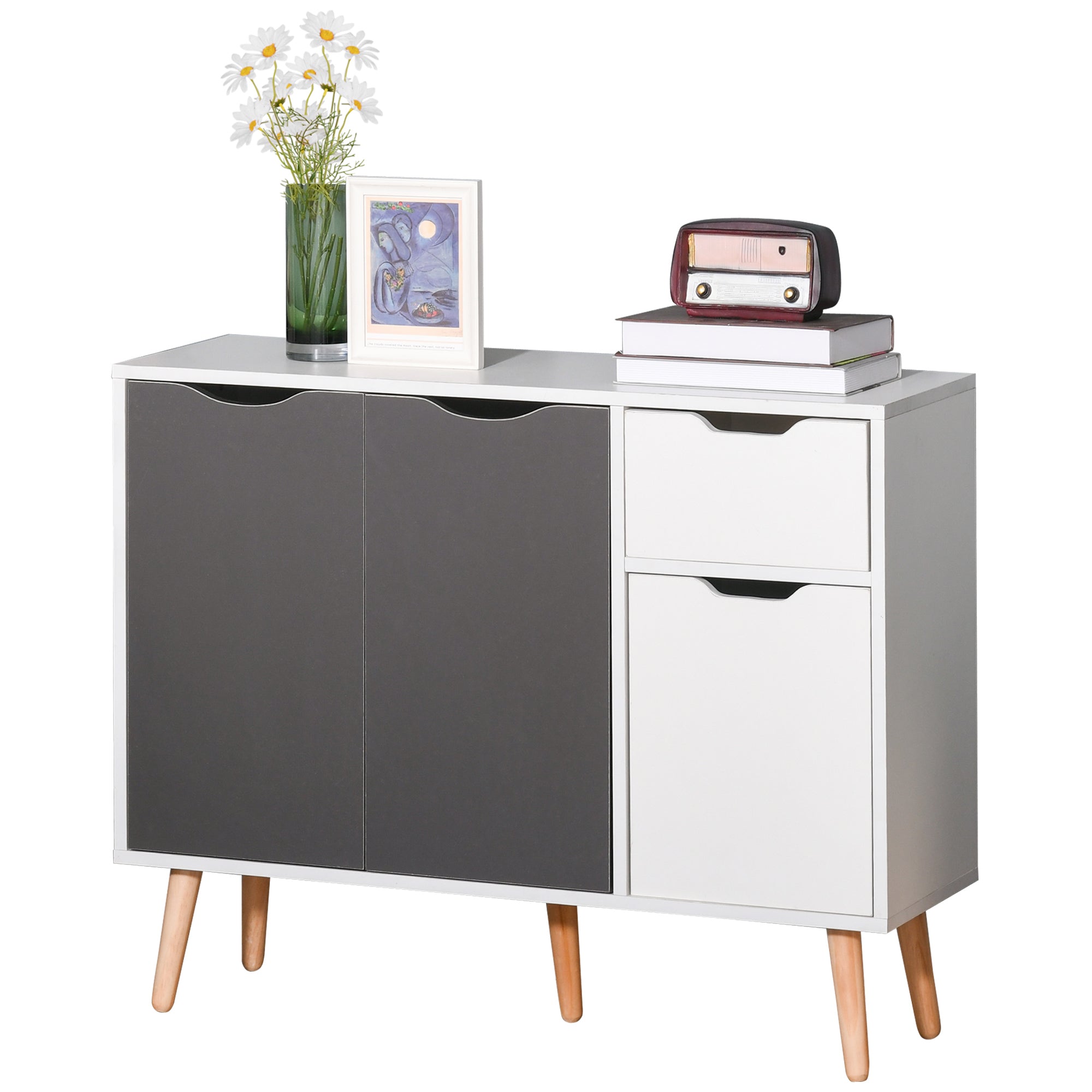 Sideboard Floor Standing Storage Cabinet with Drawer for Bedroom, Living Room, Home Office, Grey