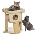 Cat Tree Tower Climbing Activity Center with Jute Scratching Pad and Ball Toy Condo Perch Bed Post 40x40x57cm - Coffee