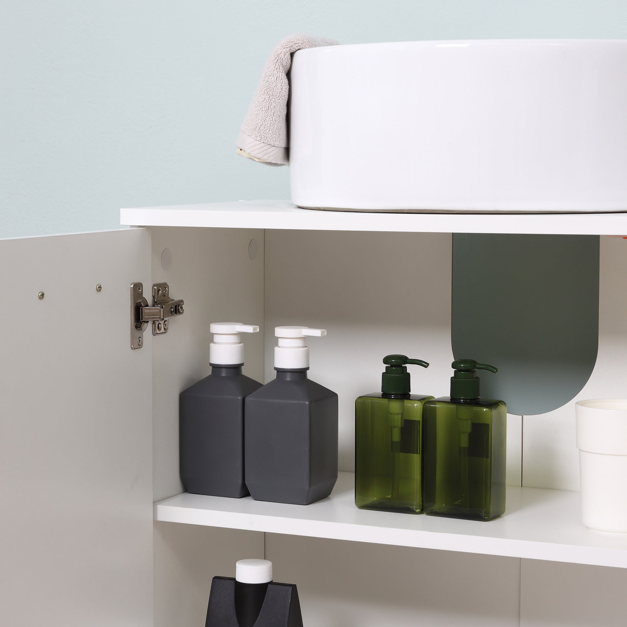 Under Sink Cabinet, Bathroom Vanity Unit, Pedestal Under Sink Design, Storage Cupboard with Adjustable Shelf, White