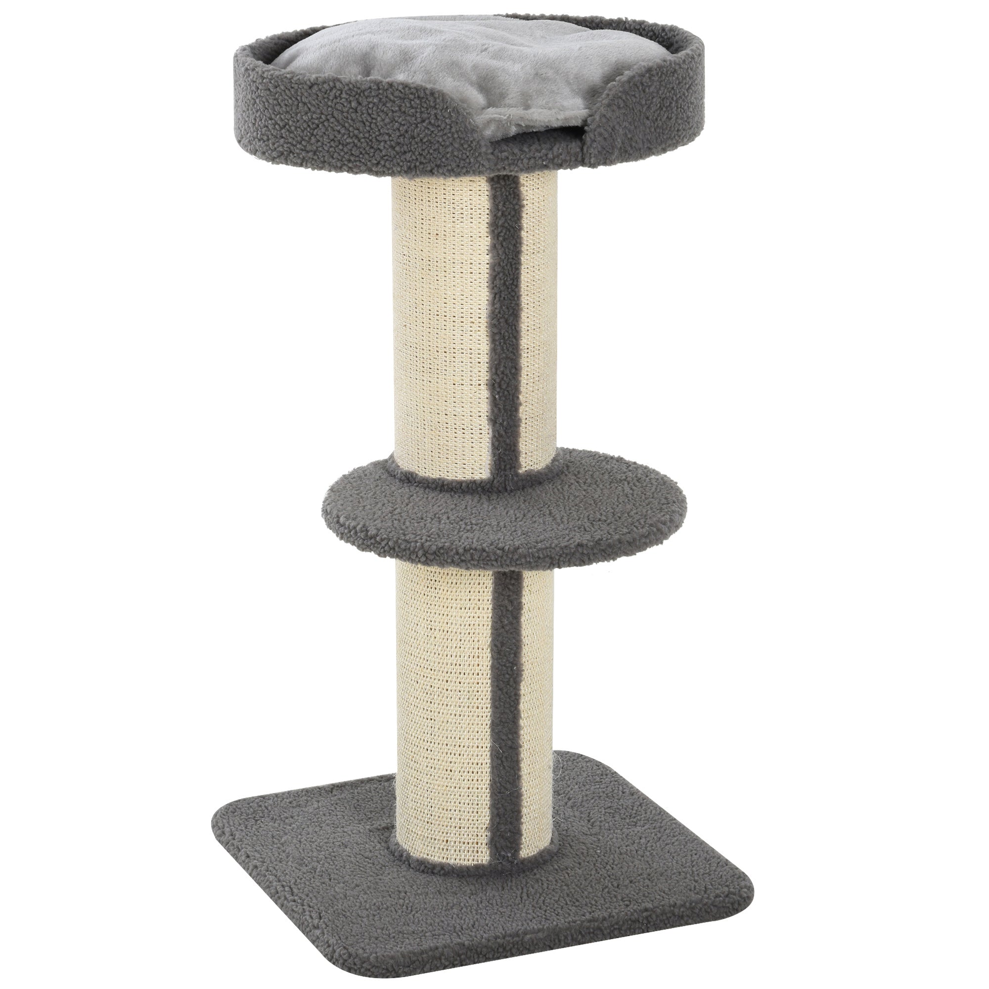 81cm Cat Tree with Sisal Scratching Post, Cat Tower Kitten Activity Center climbing frame with large platform Lamb Cashmere Perch, Grey