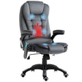 Heated Massage Office Chair with Six Massage Points, Reclining and 360° Swivel - Grey