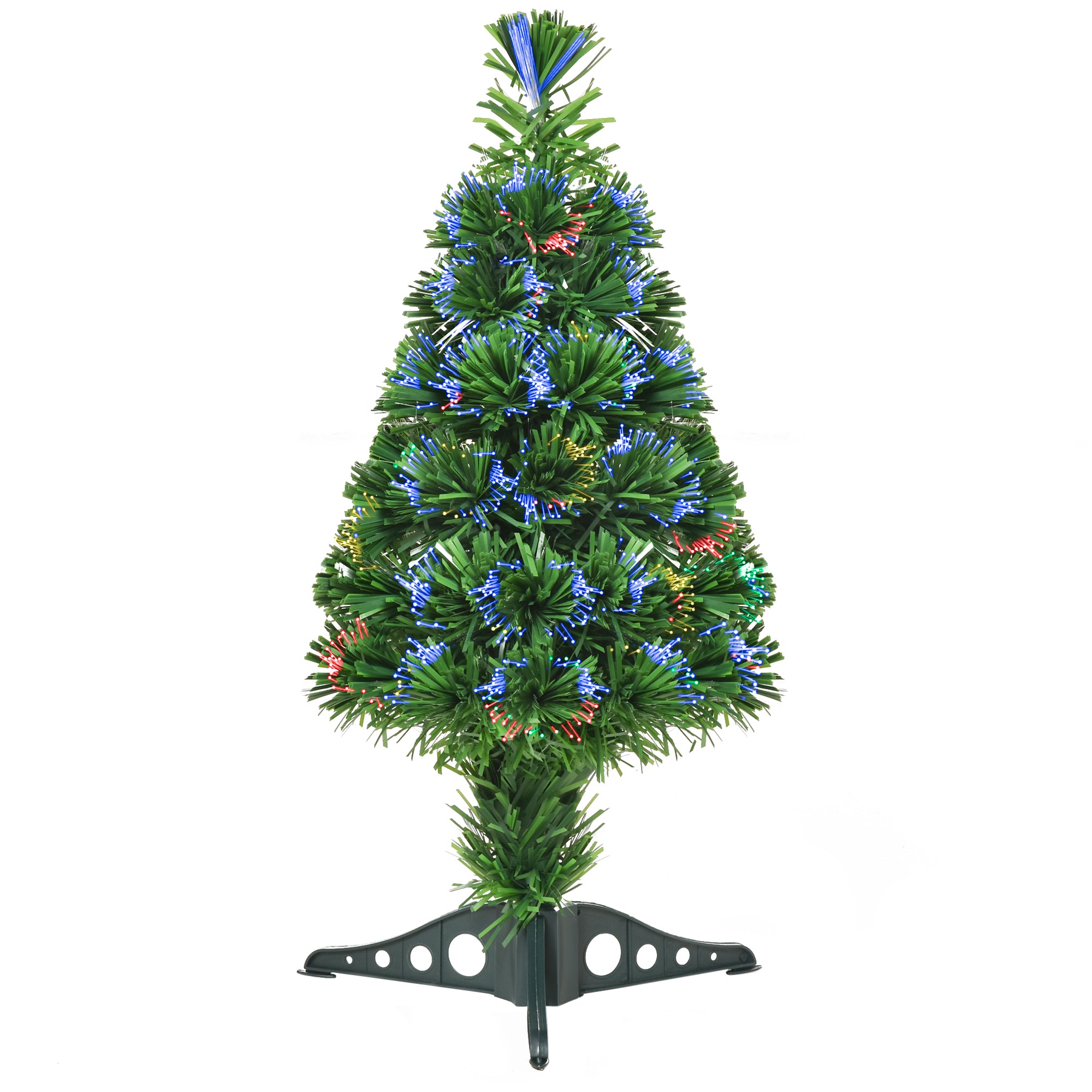 60H cm Pre-Lit Artificial Christmas Spruce Tree, Plastic Stand-Green