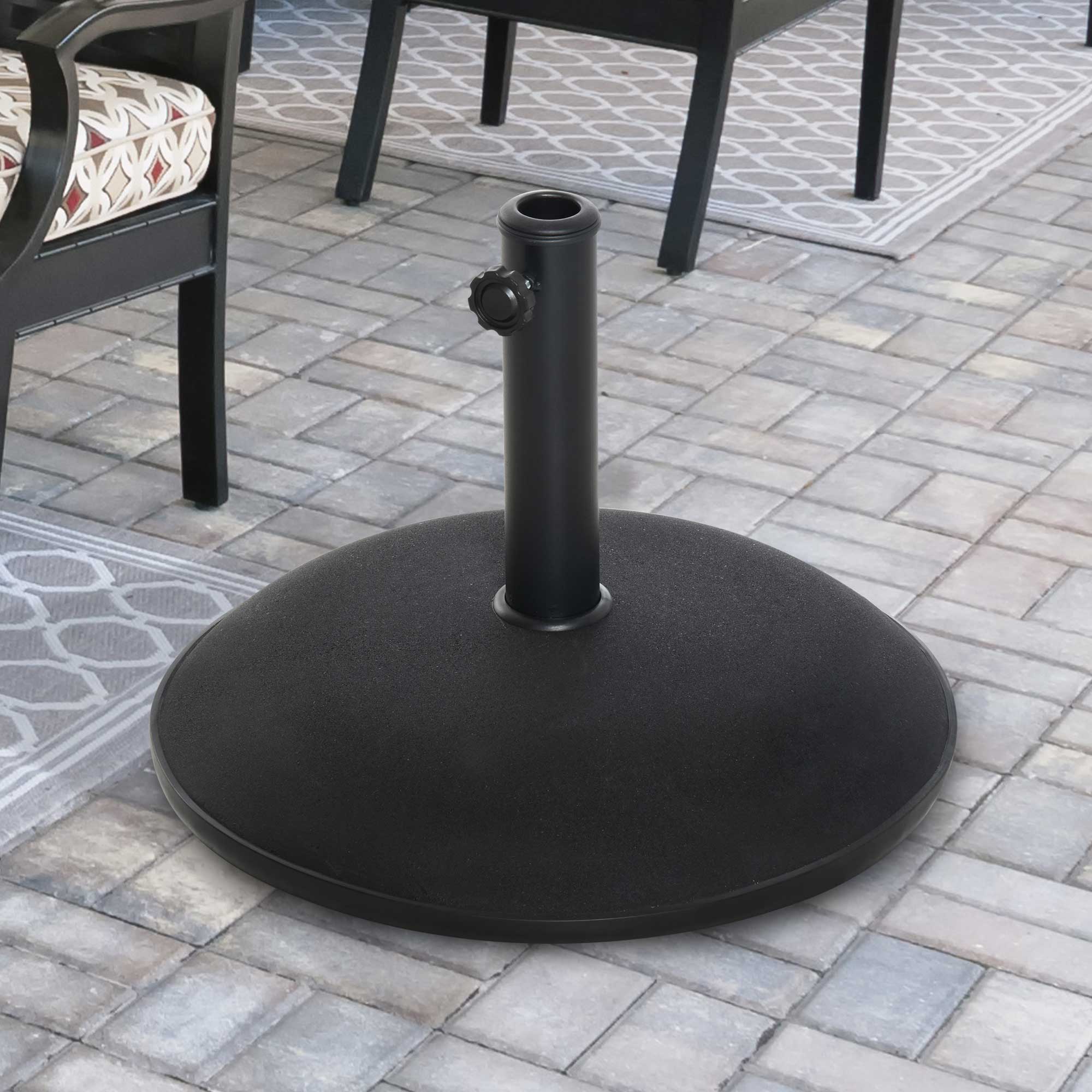 25kgs Round Umbrella Base Concrete Parasol Weight Stand Patio Outdoor Black Dia 50cm