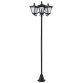 3 Piece Solar Powered Stainless Steel Garden Lamp Posts - Black