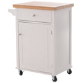 Kitchen Cart Storage Trolley with Drawer, Cupboard & Towel Rail - White