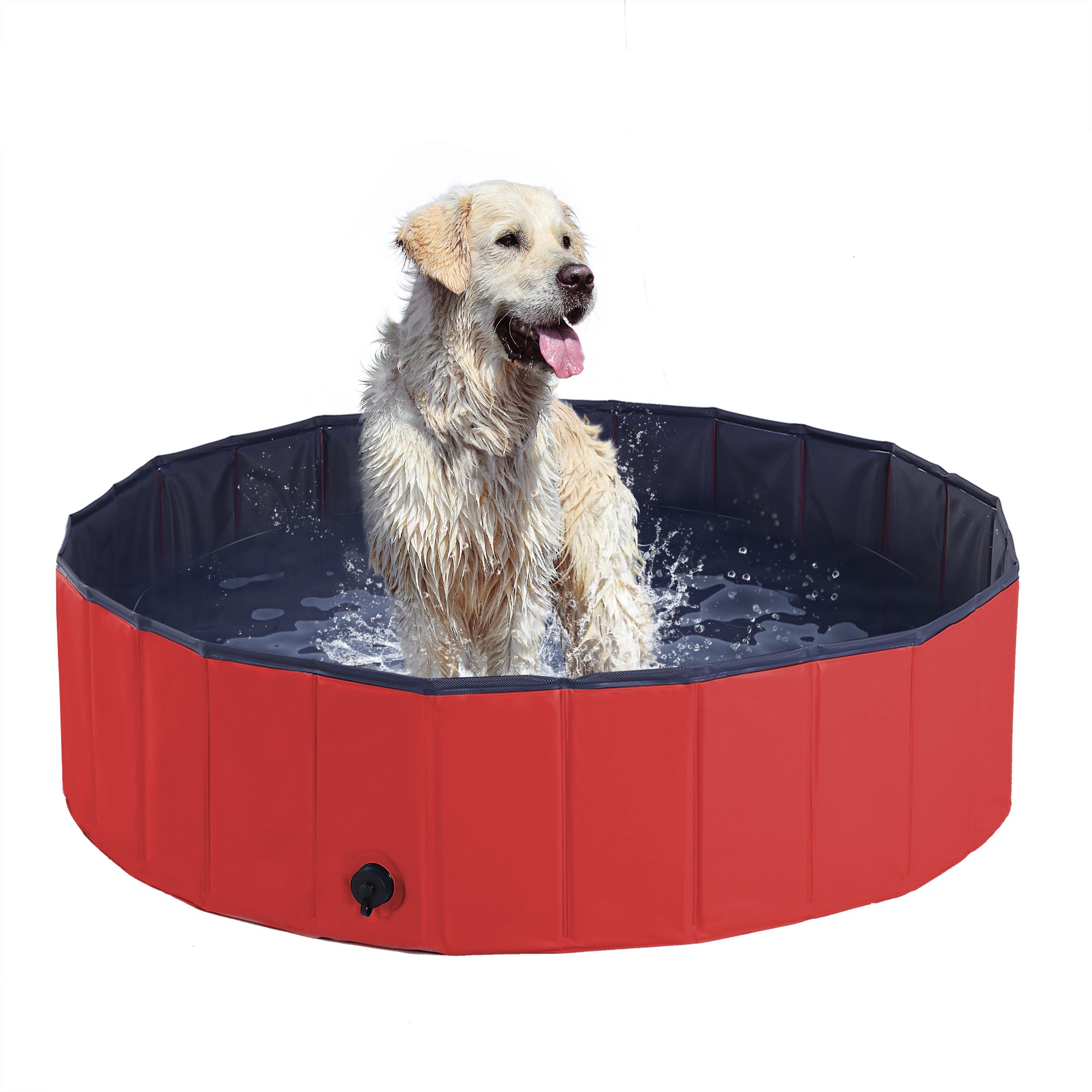 Pet Swimming Pool, Foldable, 120 cm Diameter-Red