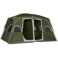 4-8 Person Family Camping Tent with Separate Rooms & Large Mesh Windows - Green