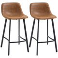 Industrial Upholstered Bar Stools Set of 2 with Backrest - Brown