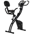 2-in-1 Foldable Magnetic Resistance Exercise Bike with Pulse Sensor - Black