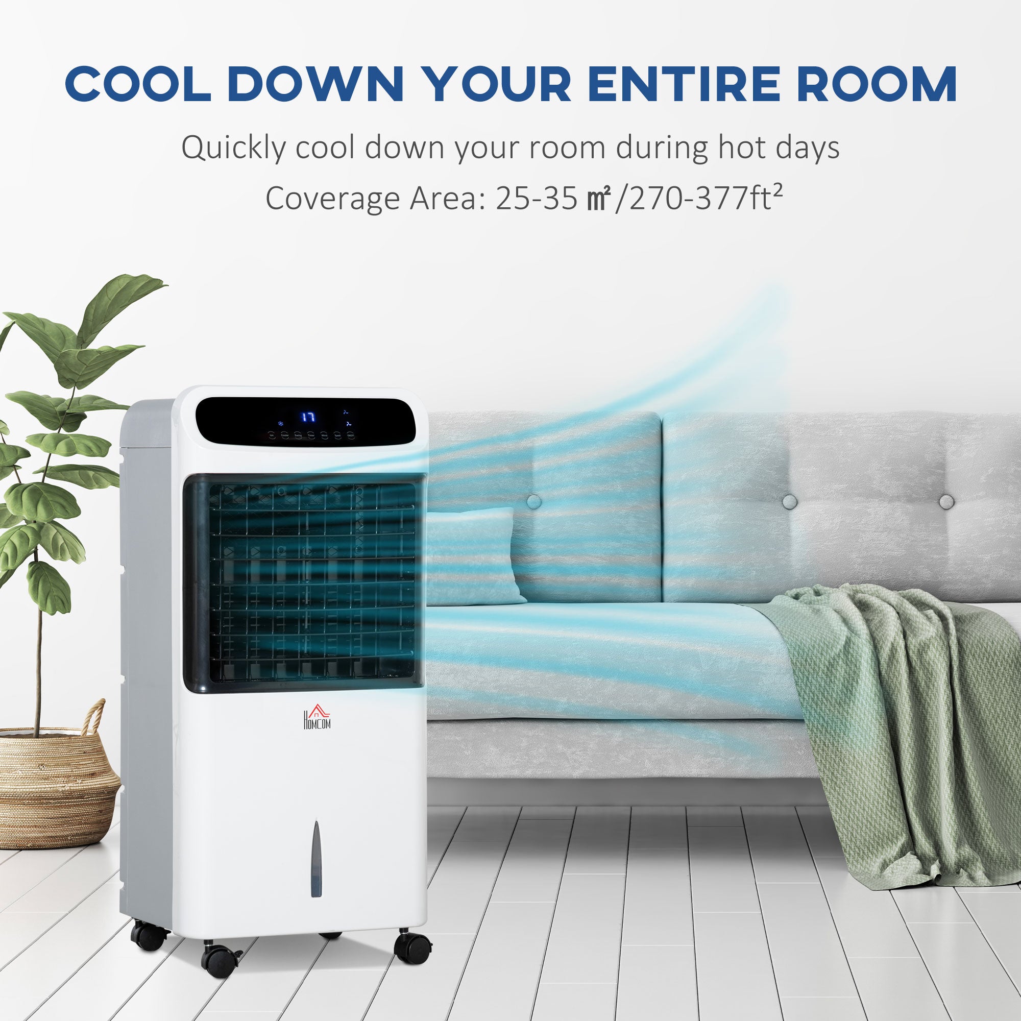 32" Mobile Air Cooler, Evaporative Anion Ice Cooling Fan Water Conditioner Humidifier Unit w/3 Modes, Remote Controller, Timer for Home Bedroom