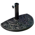 Heavy Duty Resin Half-Round Parasol Base with Decorative Flower Pattern - Bronze