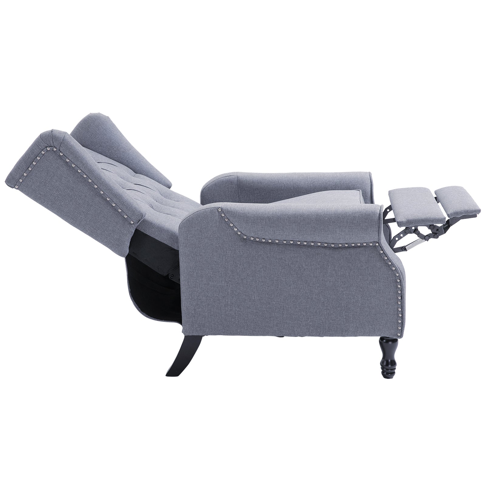 Recliner Armchair for Living Room, Reclining Chair, Wingback Chair with Button Tufted Back and Footrest, Light Grey