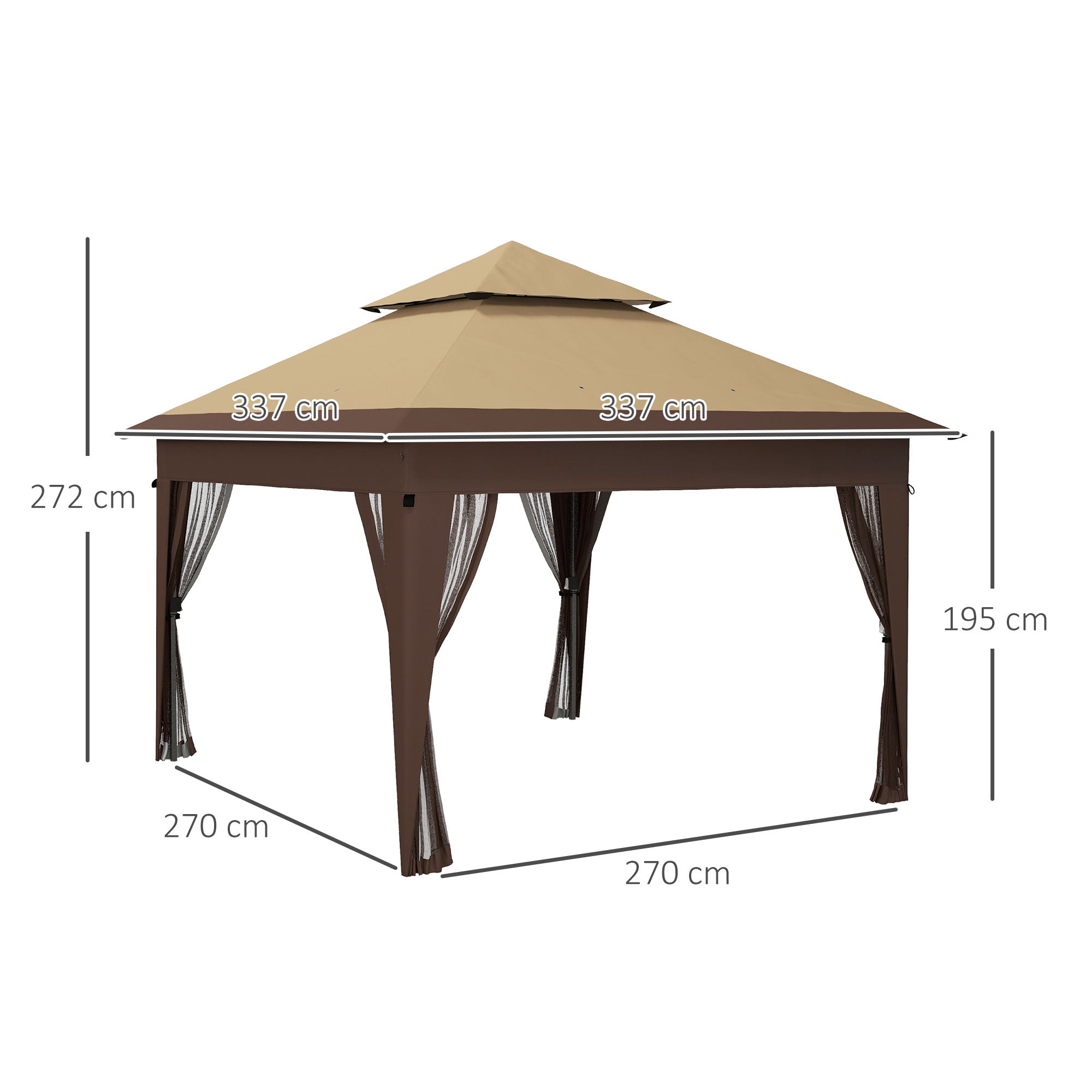 3 x 3(m) Pop Up Gazebo with Mosquito Netting, 1 Person Easy up Marquee Party Tent with 1-Button Push, Carry Bag, Sandbags