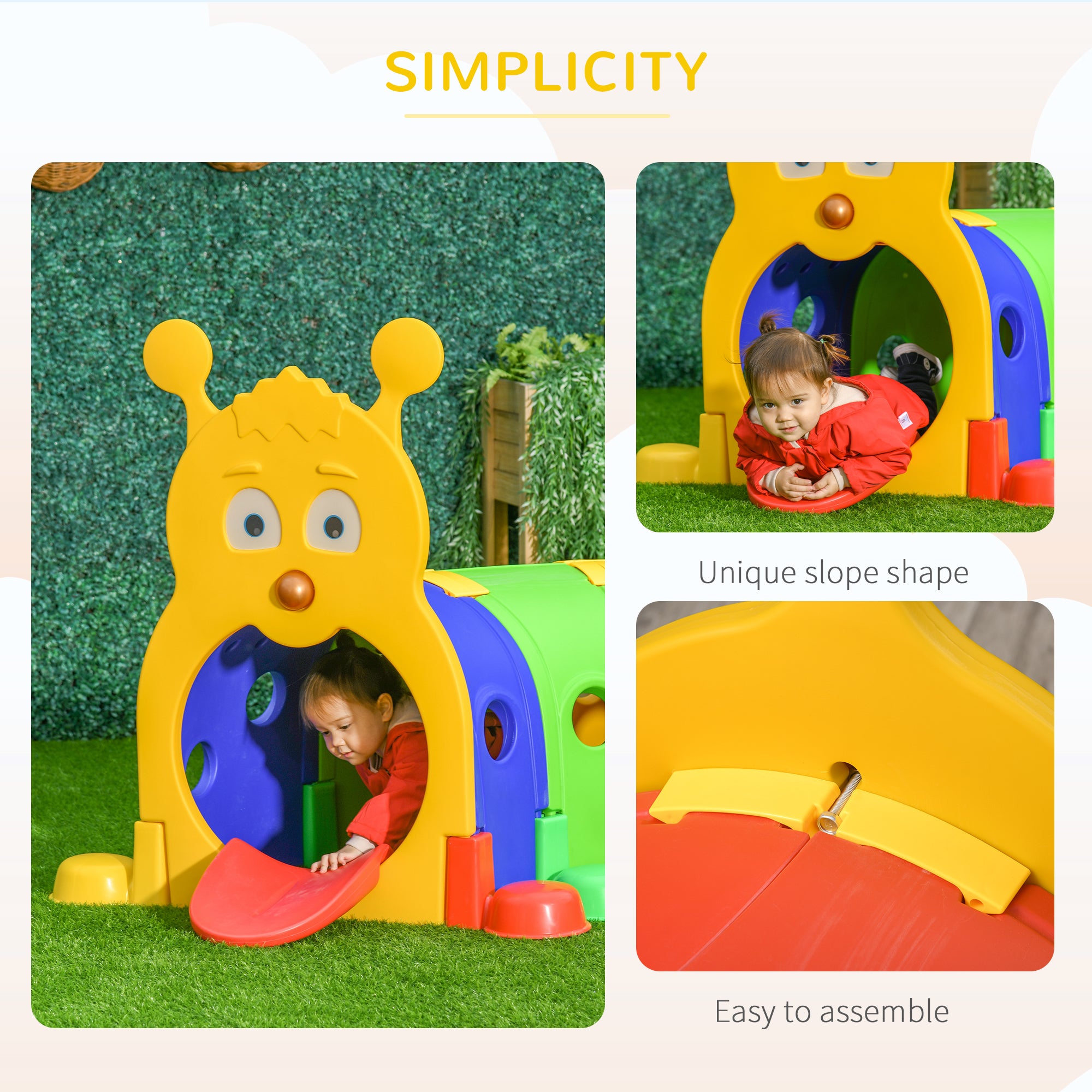 Play Tunnel, Caterpillar Tunnel for Kids Climb, Toddler Play Structure for Ages 3-6 Years, Indoor, Outdoor, Multi-coloured
