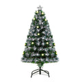 4ft Pre-Lit Artificial Christmas Tree with 130 LED & Fibre Optic Lights, Star Topper, Tri-Base - White Light