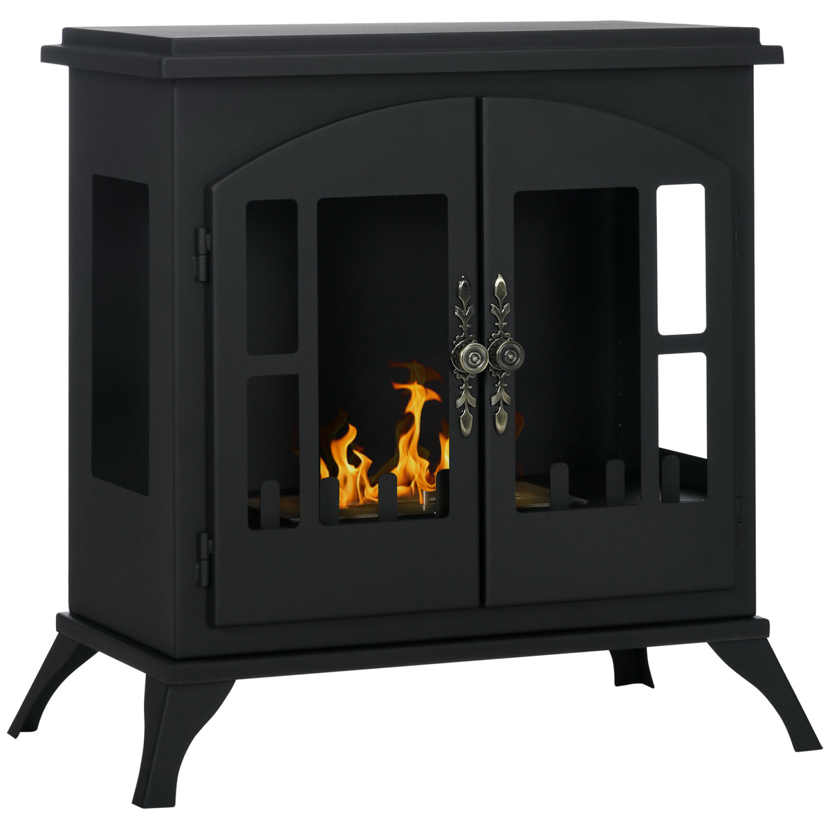 Freestanding Bioethanol Fireplace Stove with 0.9L Tank and Stainless Steel Flame Snuffer - Black