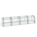 1 Piece PVC Tunnel Greenhouse with Steel Frame and Zipper Doors - Clear