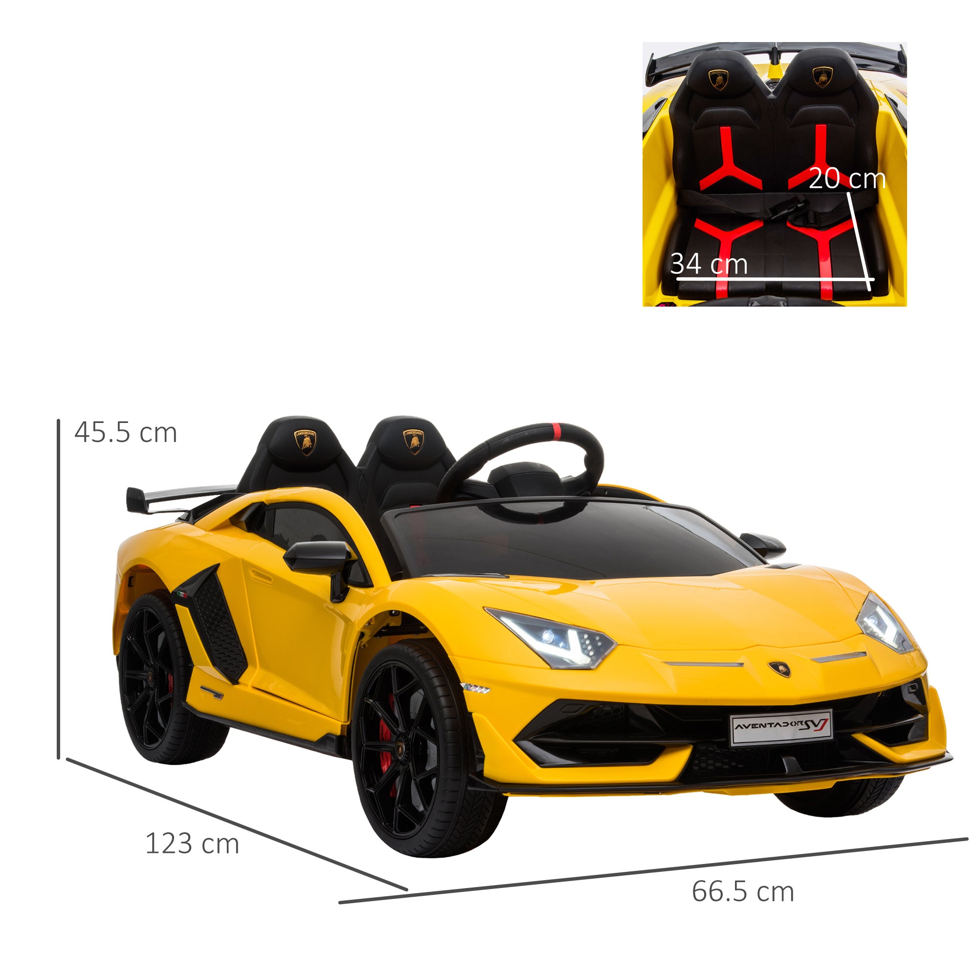 Compatible 12V Battery-powered Kids Electric Ride On Car Lamborghini Aventador Sports Racing Car Toy with Parental Remote Control Lights Yellow