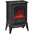 Freestanding Electric Fireplace Stove with Realistic Flame Effect and Overheat Protection 1000W/2000W - Black
