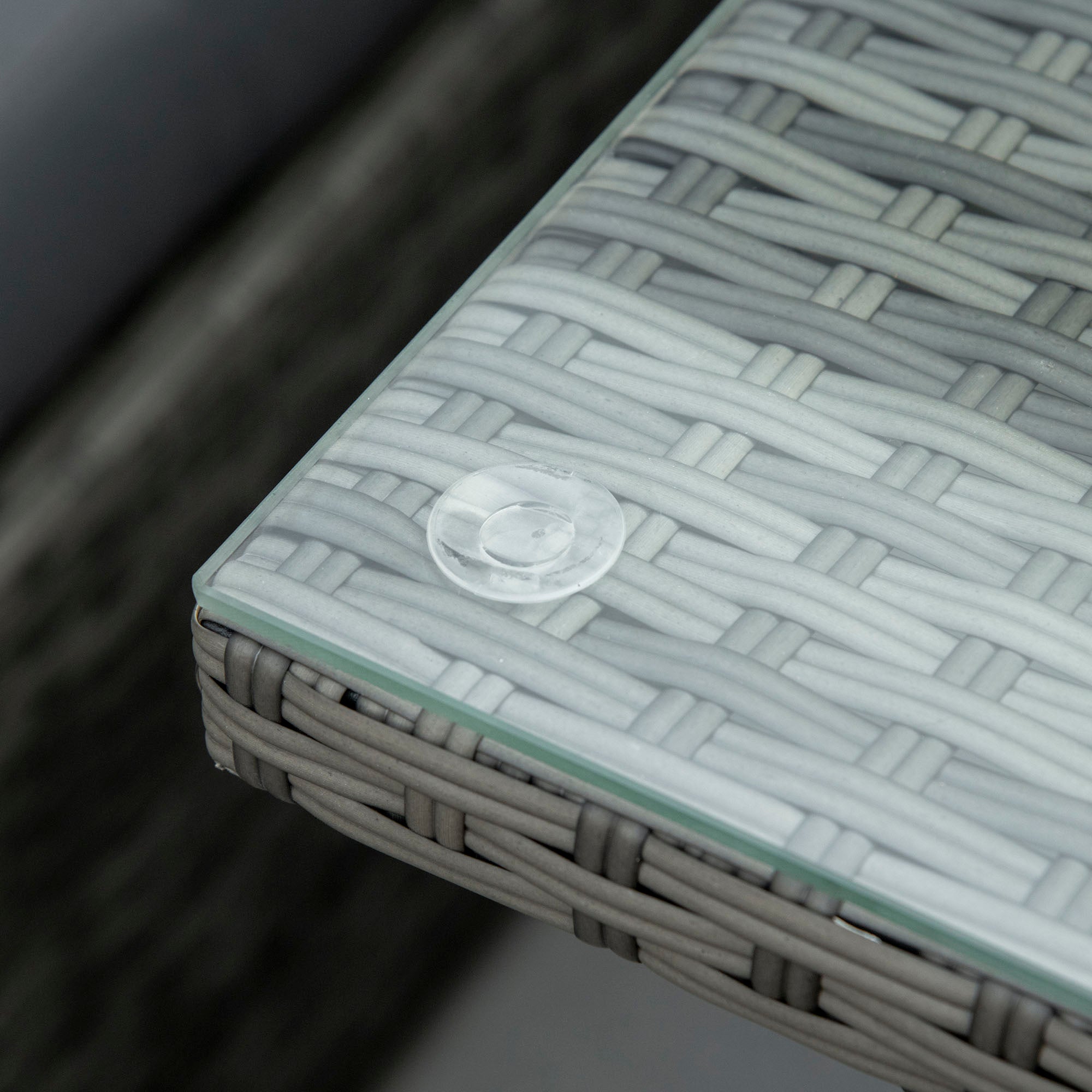 7 Piece 10-Seater Rattan Garden Sofa Set with Cushions, Footstools & Expandable Glass Table - Grey