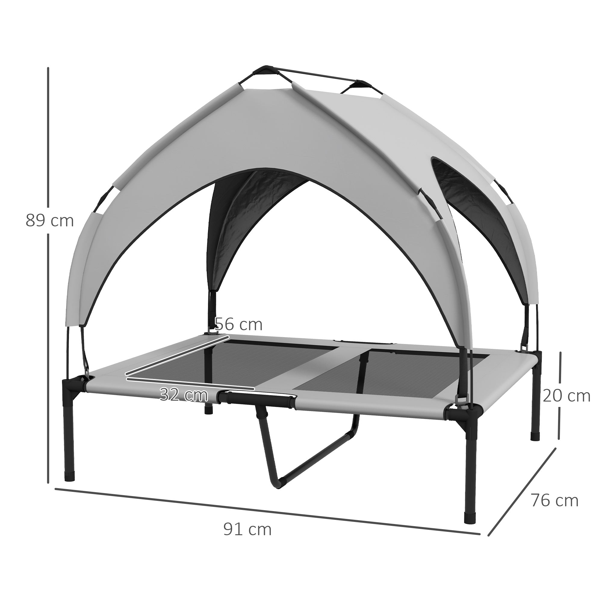 Cooling Raised Pet Bed w/ Washable Breathable Mesh, for Medium, Large Dogs, 91 x 76 x 89cm - Light Grey