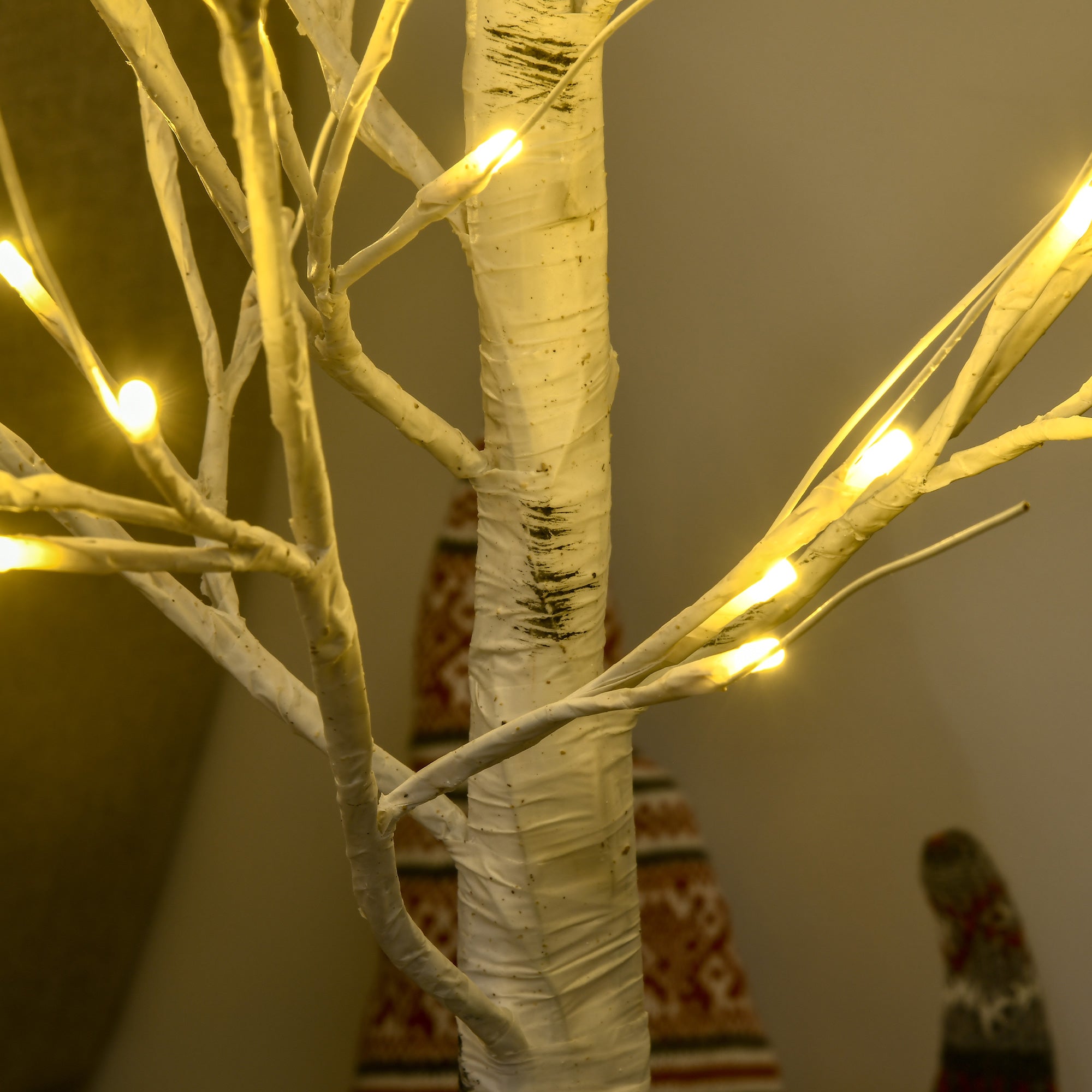 4ft Artificial White Birch Tree with 72 Warm White LED Lights - White