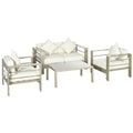 4 Piece Outdoor Garden Furniture Set with Padded Cushions and Glass Top Table - Champagne Gold