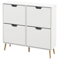 Shoe Storage Cabinet with 4 Flip Drawers for 16 Pairs of Shoes - White