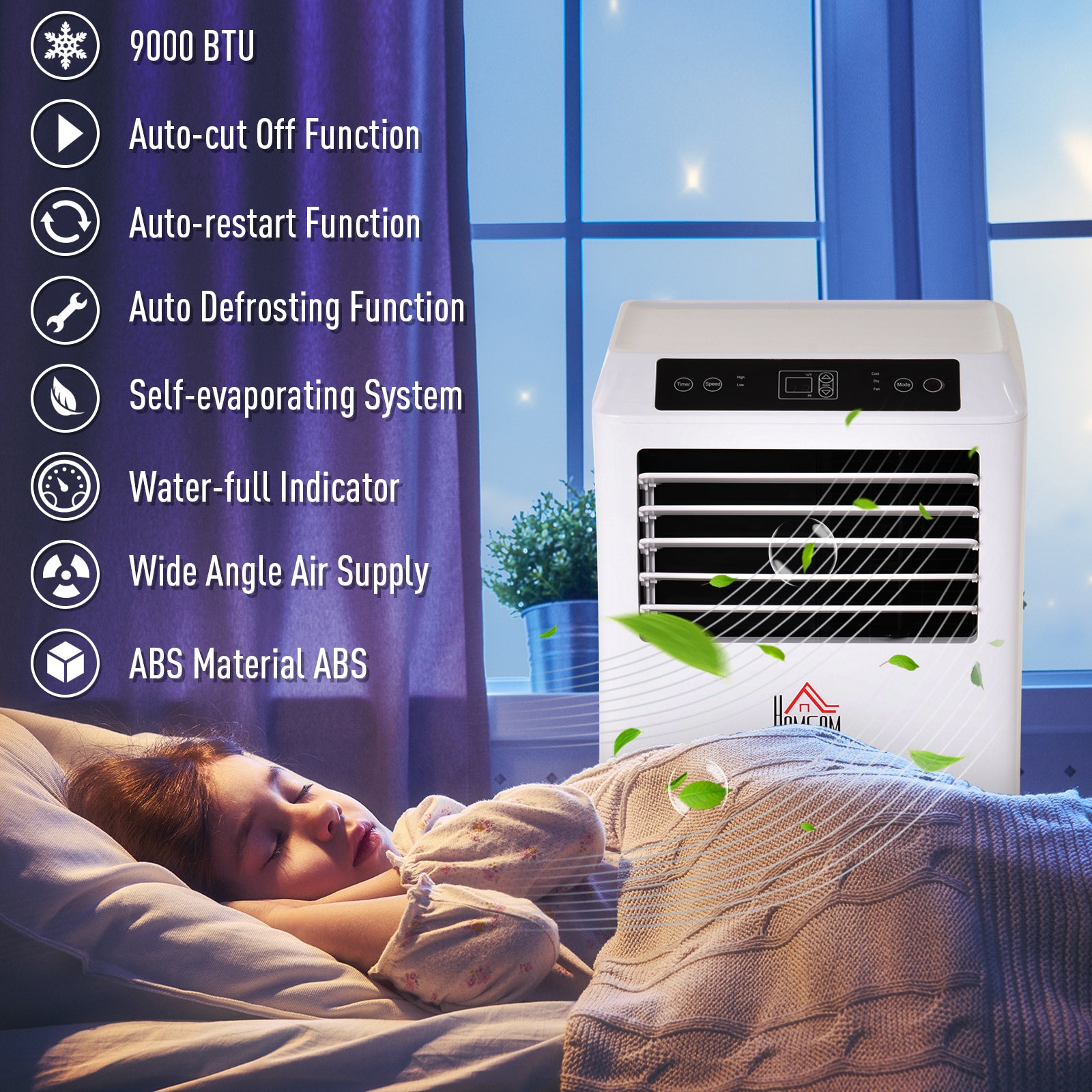 Mobile Air Conditioner with Remote Control, Timer, Cooling Dehumidifying Ventilating, LED Display White - 1003W