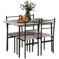 5 Piece Dining Table and 4 Chairs Set Space Saving Compact Kitchen - Brown & Black