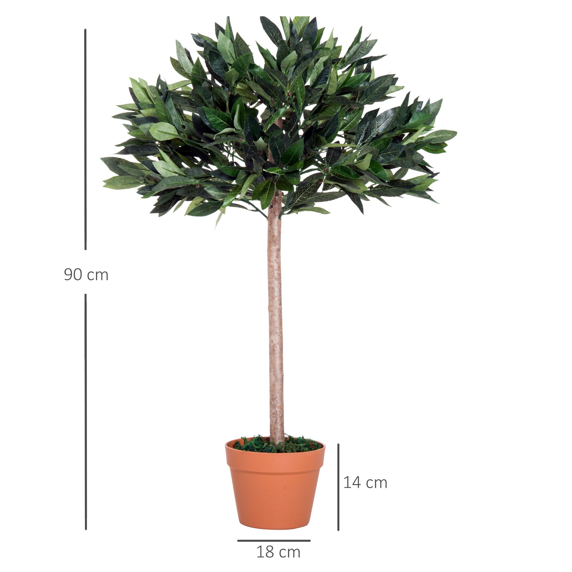 Set of 2 Artificial Laurel Trees with Orange Pots - Green and Orange