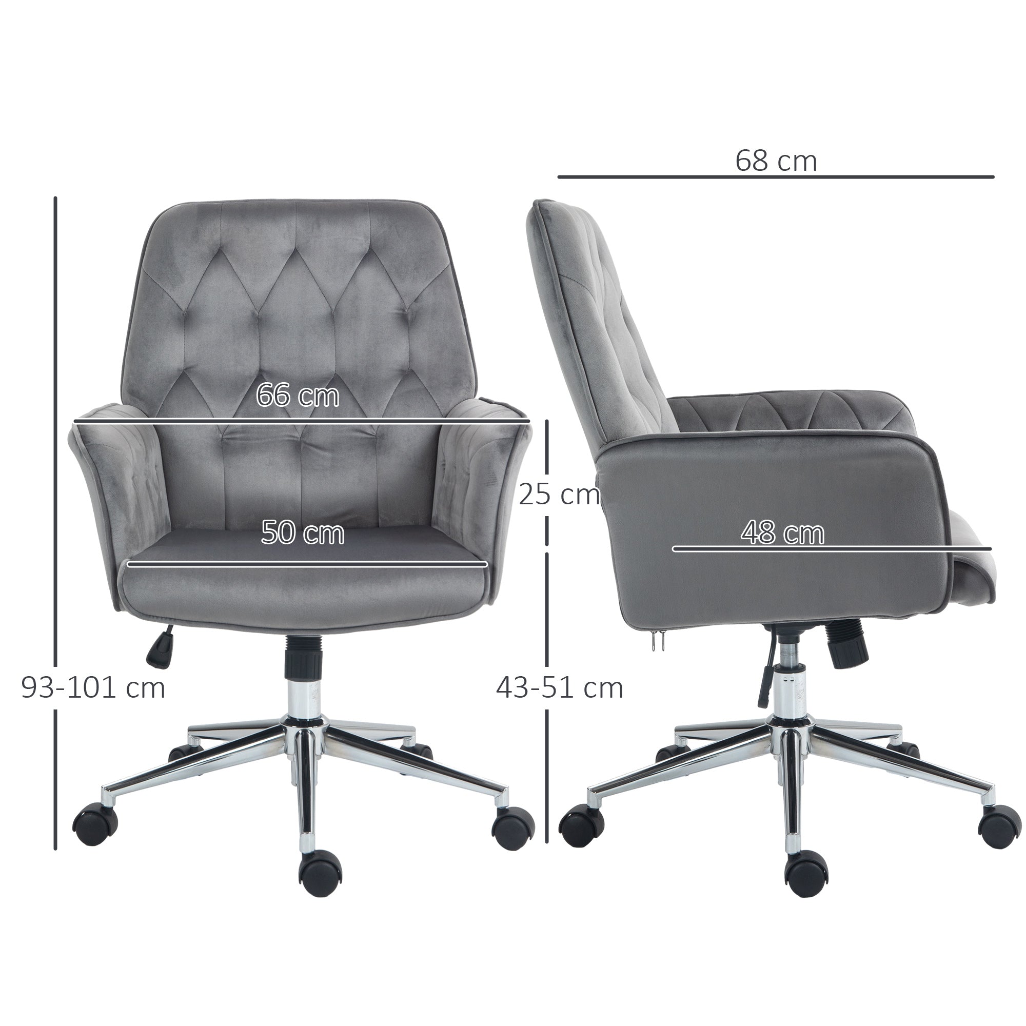 Linen Computer Chair with Armrest, Modern Swivel Chair with Adjustable Height, Dark Grey