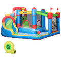 5 in 1 Large Kids Bounce Castle Inflatable House with Slide, Trampoline, Pool, Water Gun & Climbing Wall for Ages 3-8 - Multicoloured