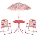 4 Piece Kids Folding Picnic Table and Chairs Set with Striped Parasol - Multi