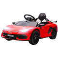 Lamborghini Licensed 12V Kids Electric Car with Butterfly Doors, Remote, Music & Suspension - Red