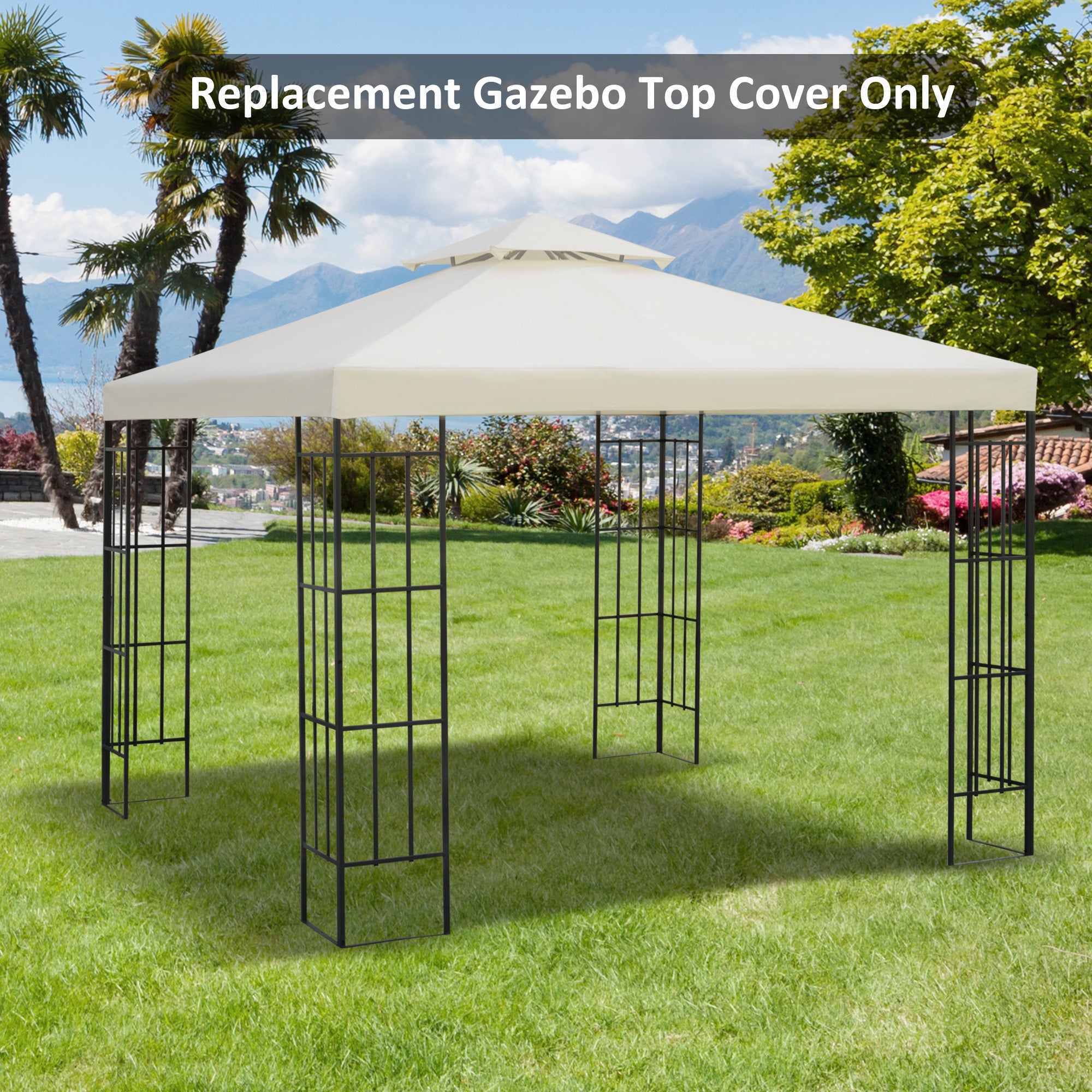 3 x 3(m) Gazebo Canopy Roof Top Replacement Cover Spare Part Cream White (TOP ONLY)