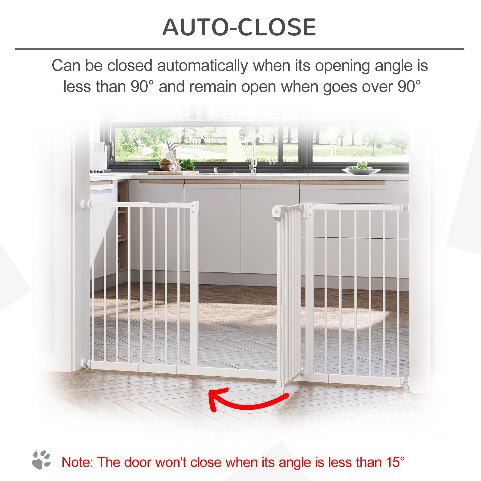 Dog Gate Stair Gate Pressure Fit Pets Barrier Auto Close for Doorway Hallway, 74-148cm Wide Adjustable, White