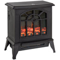 Electric Fireplace Heater 1000W/2000W with LED Flame Effect - Black