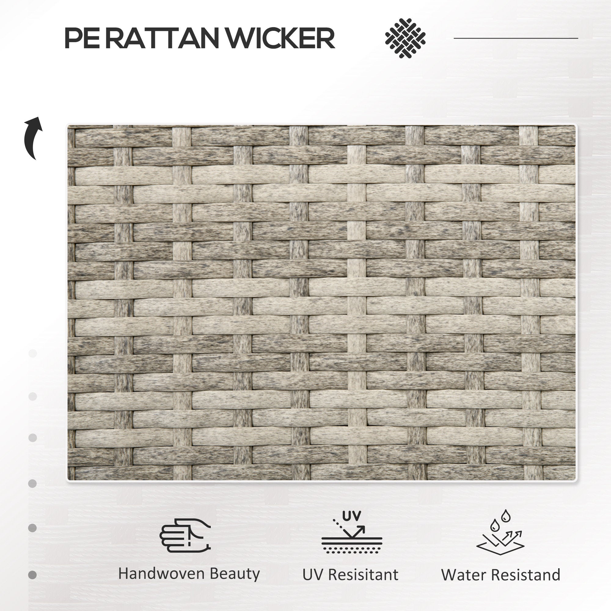 2 Piece Rattan Loveseat Set with Glass Table and Cushions - Mixed Grey