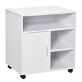 Multi-Storage Mobile Printer Stand with Wheels 60L x 50W x 65.5H cm - White