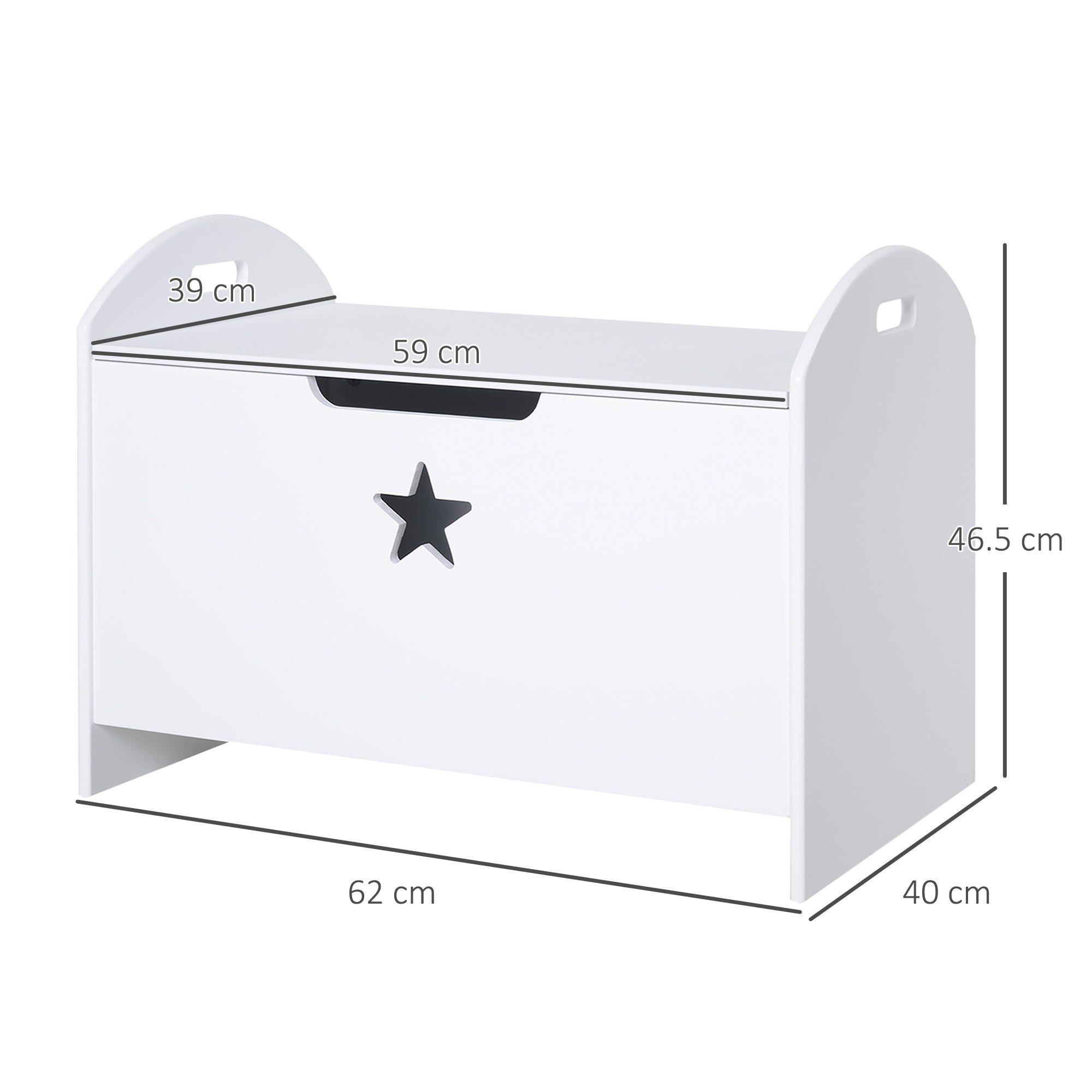 MDF Children's Toy Storage Chest w/ Safety Hinge White