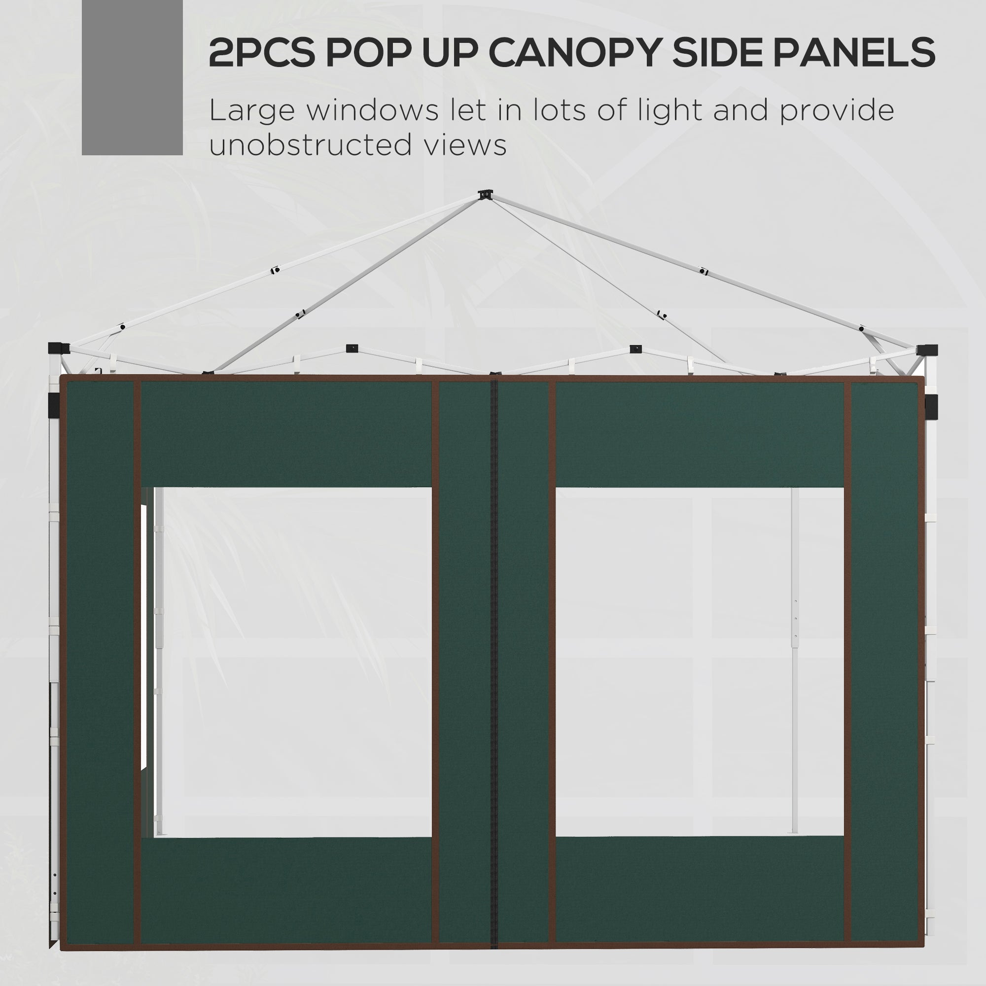 Set of 2 Gazebo Side Panels with Doors and Windows - Green