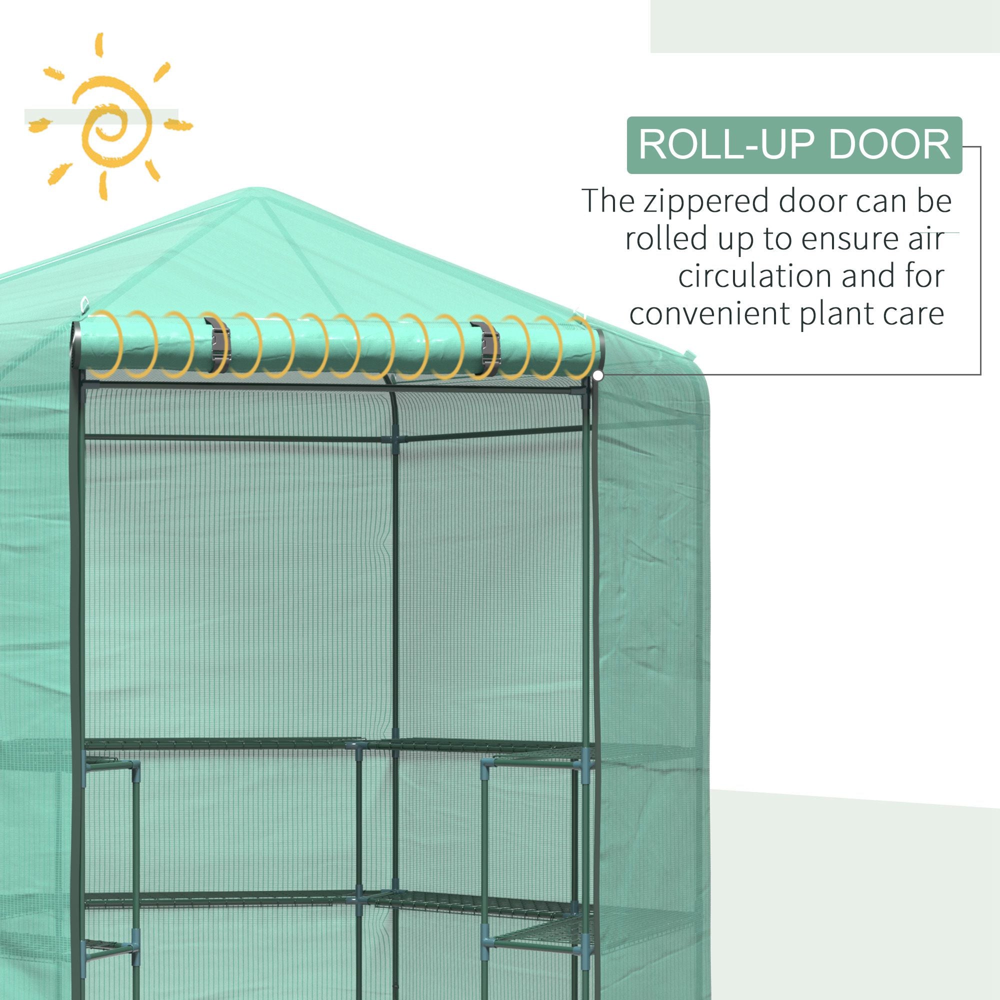 Hexagon Walk In Garden Greenhouse PE Planter Flower Growth with Zipped Door 225 x 194 x 215H cm