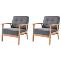 Reception Retro Beech Wood Frame Accent Armchair Set of 2 - Grey