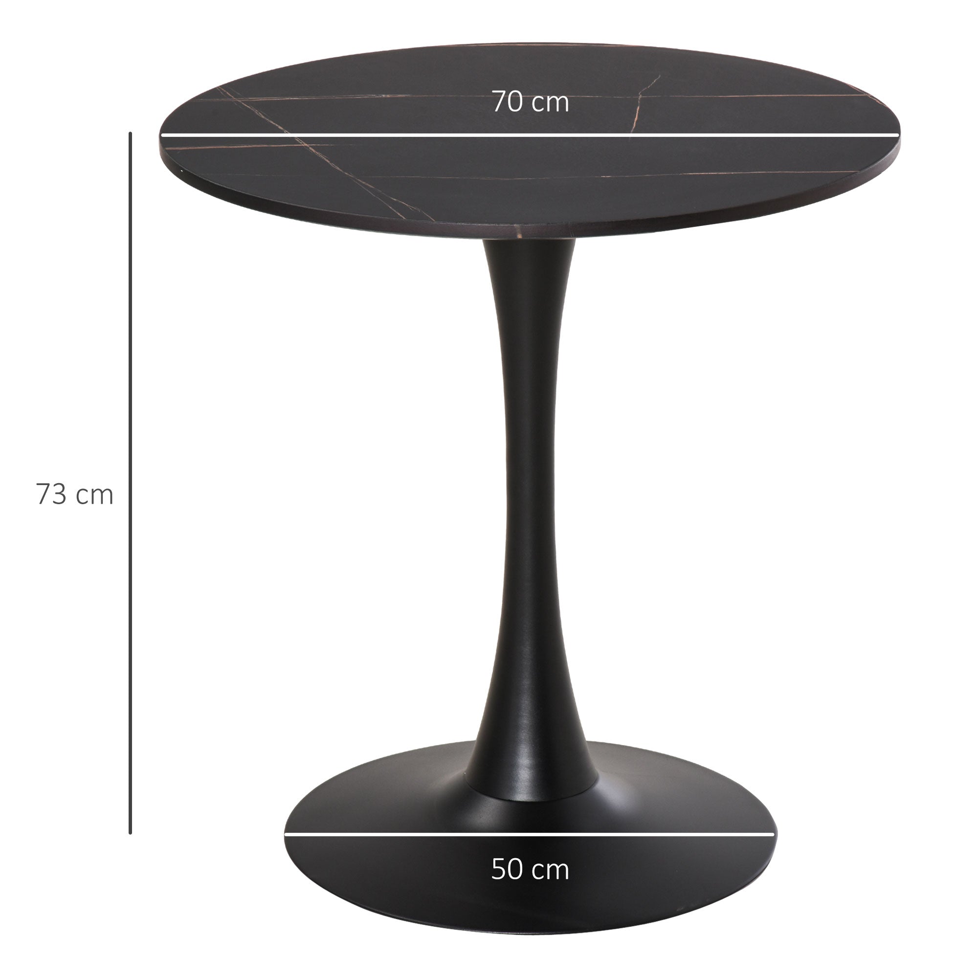 Modern Round Dining Table Leisure Coffee Bistro Table with Metal Base for Kitchen & Dining Room Black