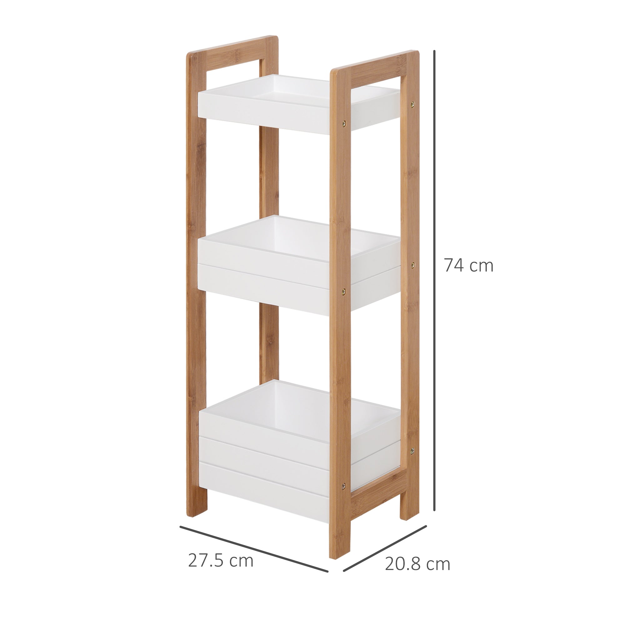 3-Tier Bathroom Rack Storage Shelf Bamboo Organiser Shower Tower for Narrow Place