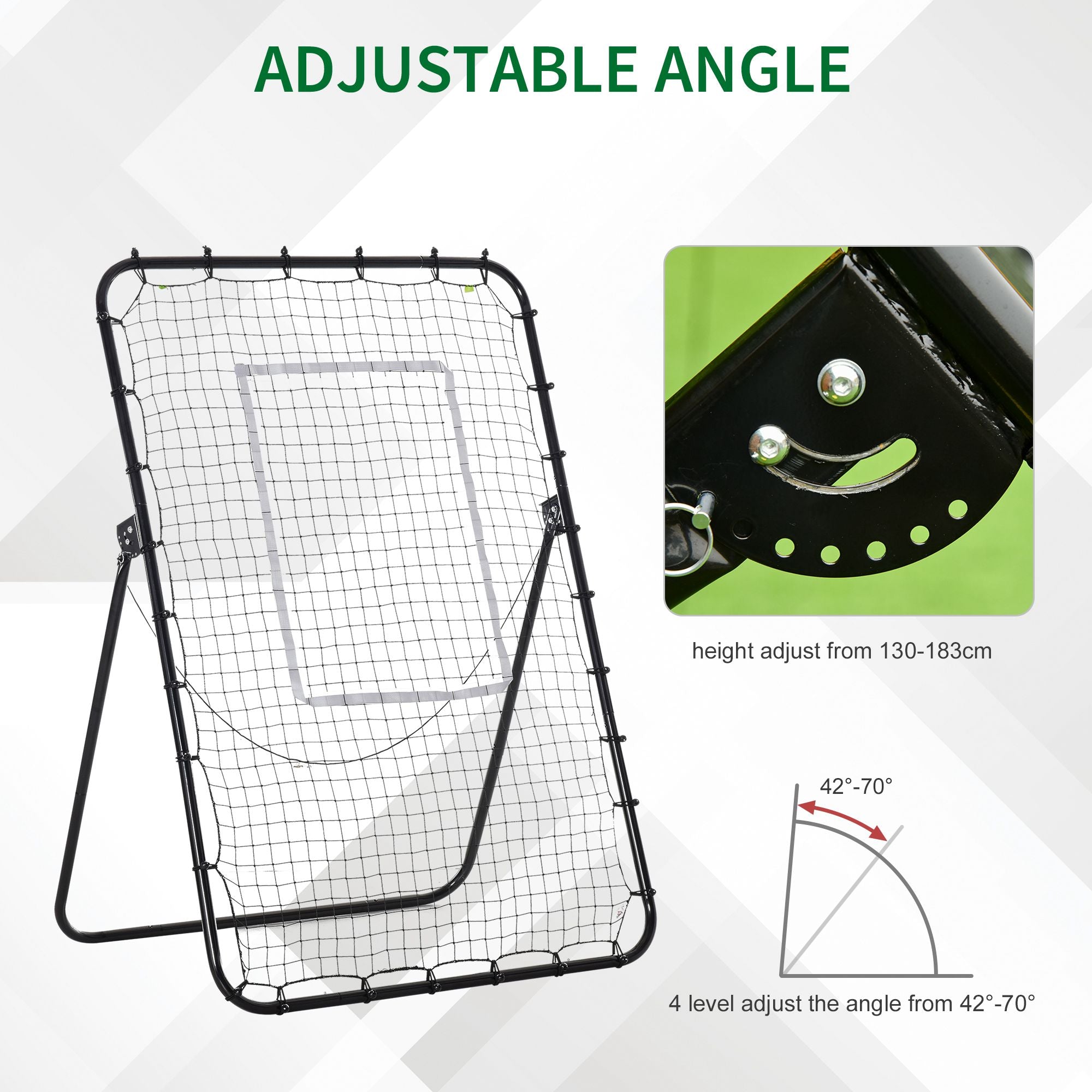 Foldable Football Rebounder Net, Football Goal Training Aid Soccer Kickback Target Zone Goal Play Adjustable Angles for Kids & Adult Black